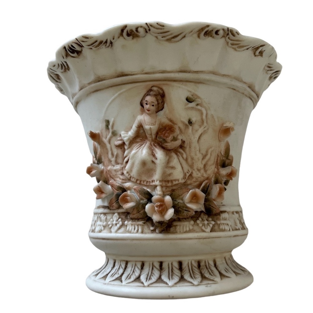 Lefton Bone China 1950s Vintage Vase Hand Painted